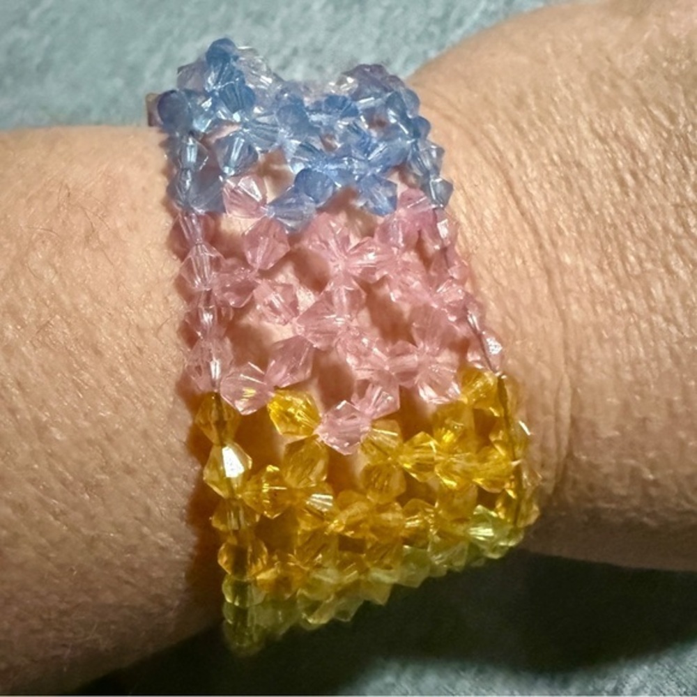 Multicolor Wire Cuff Crystal Beaded Bracelet